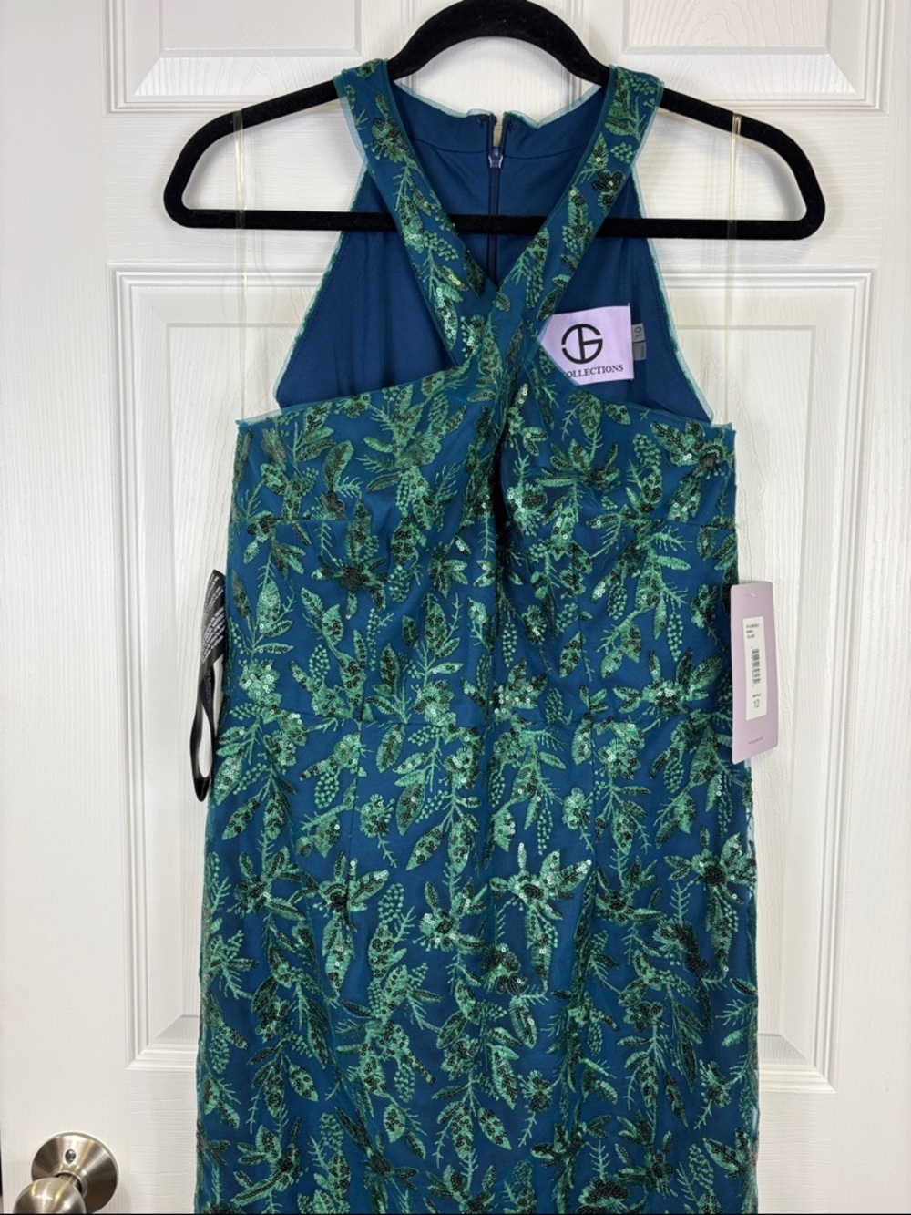 NWT JS Collections Rebecca keyhole column gown sz 10 - Picture 6 of 13